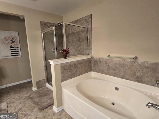 4860 Berkeley Glen Dr, Peachtree Corners, GA 30092 - full bathroom featuring a bath, a shower stall, and tile patterned floors