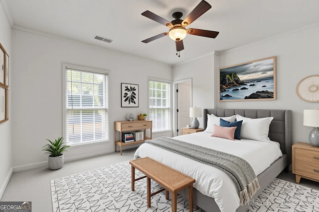 661 Lockton Pl # 9, Sandy Springs, GA 30342 - carpeted bedroom with multiple windows, crown molding, a ceiling fan, and baseboards