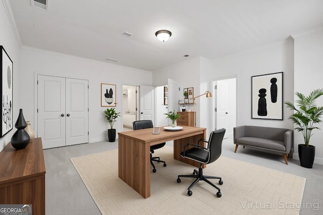 661 Lockton Pl # 9, Sandy Springs, GA 30342 - carpeted home office featuring crown molding and baseboards