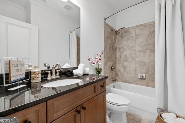 661 Lockton Pl # 9, Sandy Springs, GA 30342 - full bath featuring ornamental molding, shower / bath combo, vanity, toilet, and tile patterned floors