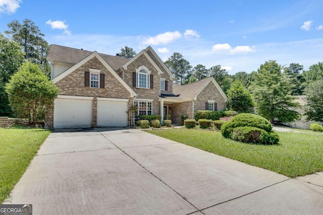 543 Serene Waters Trl, Jonesboro, GA 30236 - traditional home featuring driveway, brick siding, a front lawn, and a garage