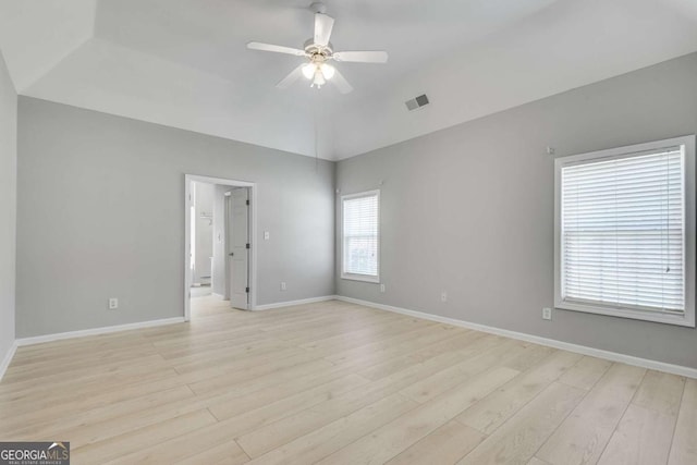 543 Serene Waters Trl, Jonesboro, GA 30236 - unfurnished room featuring a ceiling fan, light wood finished floors, and high vaulted ceiling
