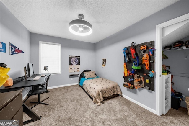 1359 Chatley Way, Woodstock, GA 30188 - bedroom featuring carpet flooring, baseboards, an office area, and a textured ceiling