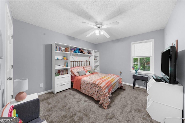 1359 Chatley Way, Woodstock, GA 30188 - bedroom with a textured ceiling, carpet, baseboards, and a ceiling fan