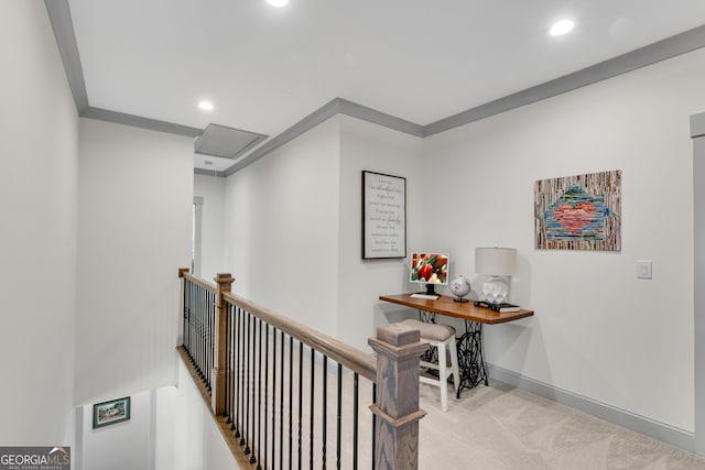 485 Delaperriere Loop, Jefferson, GA 30549 - corridor with carpet floors, recessed lighting, and an upstairs landing