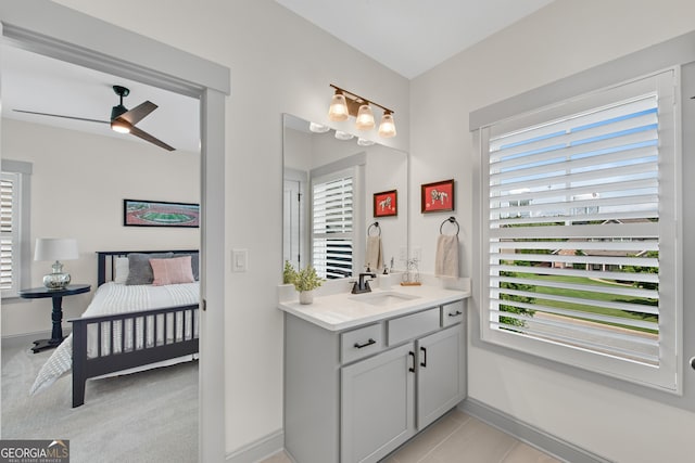 485 Delaperriere Loop, Jefferson, GA 30549 - bathroom featuring vanity, ceiling fan, and tile patterned floors