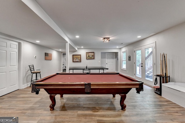 1882 Flowering Dr, Grayson, GA 30017 - recreation room featuring light wood finished floors, billiards, recessed lighting, and baseboards