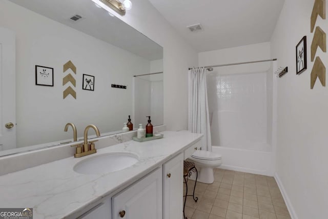 3980 Suwanee Place Dr, Suwanee, GA 30024 - full bathroom with toilet, vanity, shower / tub combo, and tile patterned floors