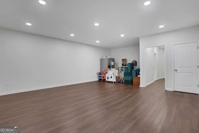 3980 Suwanee Place Dr, Suwanee, GA 30024 - below grade area with dark wood-style flooring, recessed lighting, and baseboards