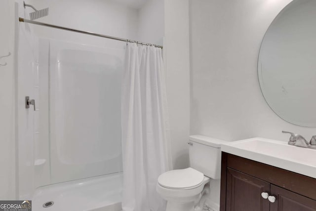 3980 Suwanee Place Dr, Suwanee, GA 30024 - bathroom with vanity, toilet, and a shower with curtain