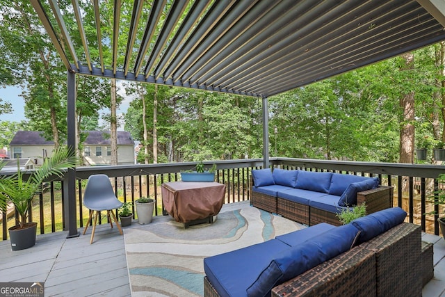 135 Clubhouse Dr NW, Kennesaw, GA 30144 - deck with an outdoor living space and a pergola