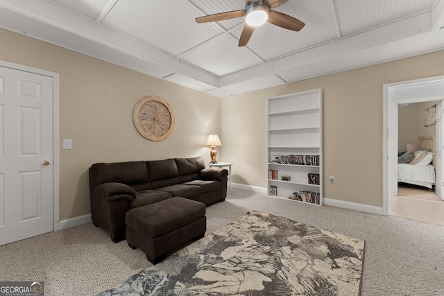 5995 Wellington Ave, Gainesville, GA 30506 - carpeted living area with ceiling fan and baseboards