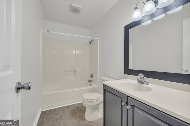 464 Old Camp Creek Rd, Cornelia, GA 30531 - bathroom featuring vanity, toilet, bathtub / shower combination, and tile patterned flooring