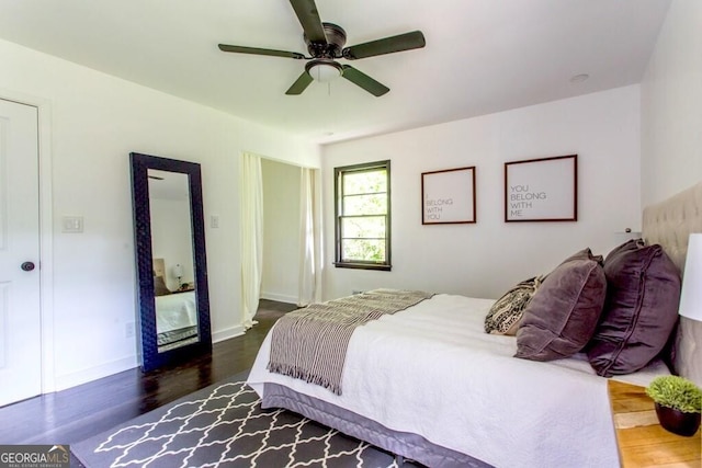 6715 Wright Rd, Sandy Springs, GA 30328 - bedroom with wood finished floors and a ceiling fan