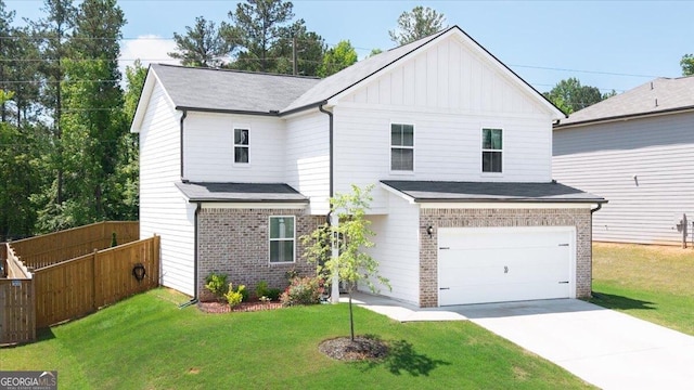 218 Lookout Dr, Dallas, GA 30132 - view of front of property with a garage, board and batten siding, brick siding, concrete driveway, and roof with shingles