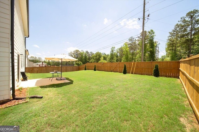 218 Lookout Dr, Dallas, GA 30132 - fenced backyard with a patio area