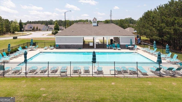 218 Lookout Dr, Dallas, GA 30132 - community pool featuring a patio