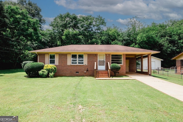 205 Northcrest Dr, Athens, GA 30601 - ranch-style house featuring driveway, an attached carport, brick siding, and crawl space
