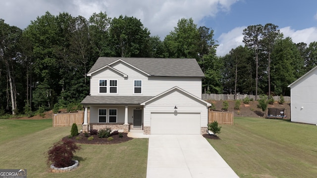 272 Broadstone Blvd, Acworth, GA 30101 - view of front facade with concrete driveway, roof with shingles, and a porch