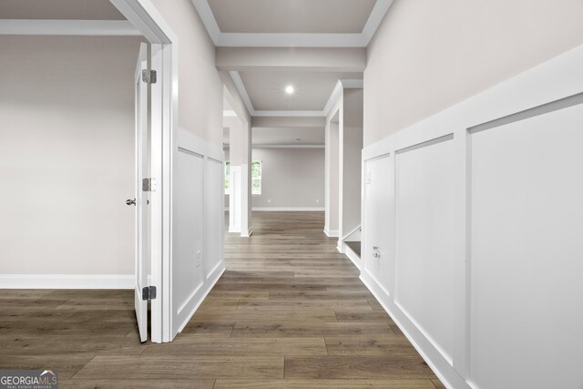 272 Broadstone Blvd, Acworth, GA 30101 - corridor featuring wood finished floors, recessed lighting, baseboards, and ornamental molding