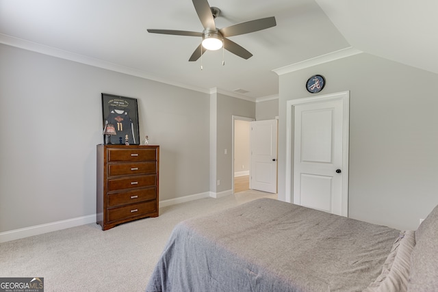 4781 Falling Brook Dr, Flowery Branch, GA 30542 - carpeted bedroom with ornamental molding, a ceiling fan, and baseboards