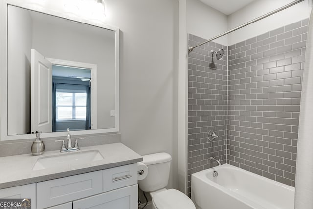 4781 Falling Brook Dr, Flowery Branch, GA 30542 - full bathroom with toilet, vanity, and shower / bath combo