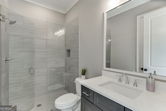4781 Falling Brook Dr, Flowery Branch, GA 30542 - full bath with vanity, toilet, and a shower stall