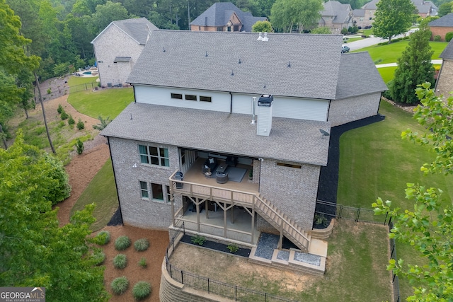 4781 Falling Brook Dr, Flowery Branch, GA 30542 - rear view of house with a patio area, roof with shingles, and brick siding