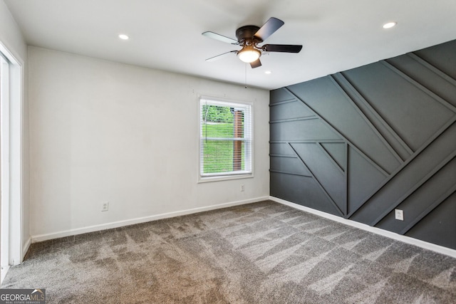 232 Apple Branch Dr, Woodstock, GA 30188 - empty room with carpet flooring, ceiling fan, baseboards, and recessed lighting
