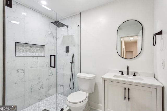 232 Apple Branch Dr, Woodstock, GA 30188 - full bath featuring vanity, a marble finish shower, and toilet