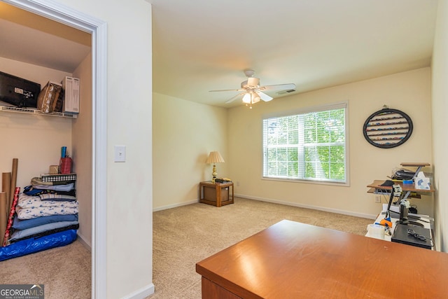 111 Portico Pl, Newnan, GA 30265 - home office featuring ceiling fan, carpet, and baseboards