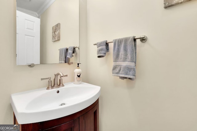 2149 New London Pl, Snellville, GA 30078 - bathroom featuring ornamental molding and vanity