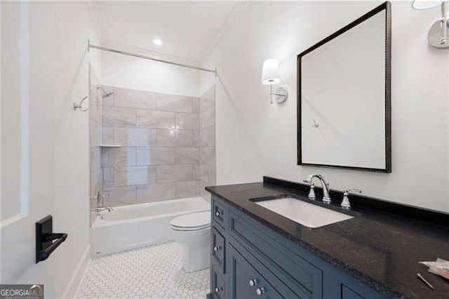 1830 Maple St, Carrollton, GA 30117 - bathroom with vanity, toilet, bathtub / shower combination, and tile patterned flooring