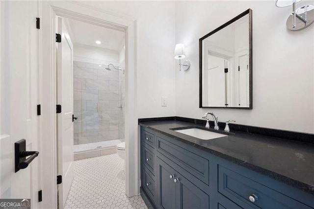 1830 Maple St, Carrollton, GA 30117 - full bath with toilet, a stall shower, vanity, and tile patterned floors