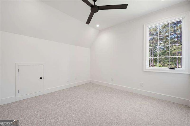 1830 Maple St, Carrollton, GA 30117 - additional living space with lofted ceiling, a ceiling fan, carpet flooring, baseboards, and recessed lighting