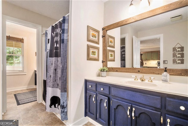 345 Davis Rd W, Fairmount, GA 30139 - bathroom with vanity, baseboards, and a shower with shower curtain