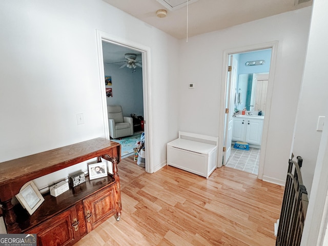 105 Sheffield Dr, Carrollton, GA 30117 - corridor with attic access and light wood-style flooring