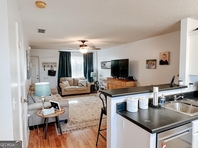 105 Sheffield Dr, Carrollton, GA 30117 - living area with light wood-style flooring, ceiling fan, and a textured ceiling