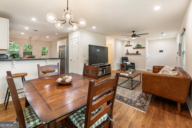 429 Deckner Ave SW, Atlanta, GA 30310 - dining space with wood finished floors, recessed lighting, ceiling fan, and a chandelier