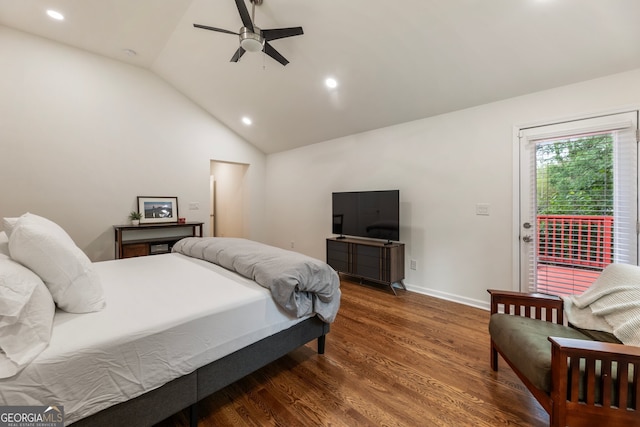 429 Deckner Ave SW, Atlanta, GA 30310 - bedroom with lofted ceiling, wood finished floors, recessed lighting, baseboards, and a ceiling fan