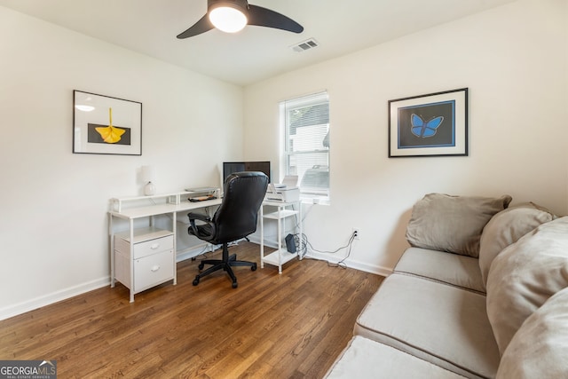 429 Deckner Ave SW, Atlanta, GA 30310 - office with baseboards, wood finished floors, and a ceiling fan