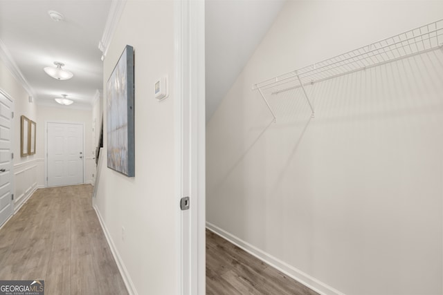 237 Orion Dr, Dalton, GA 30720 - hall with ornamental molding, wood finished floors, and baseboards