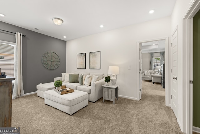 237 Orion Dr, Dalton, GA 30720 - carpeted living area featuring baseboards and recessed lighting