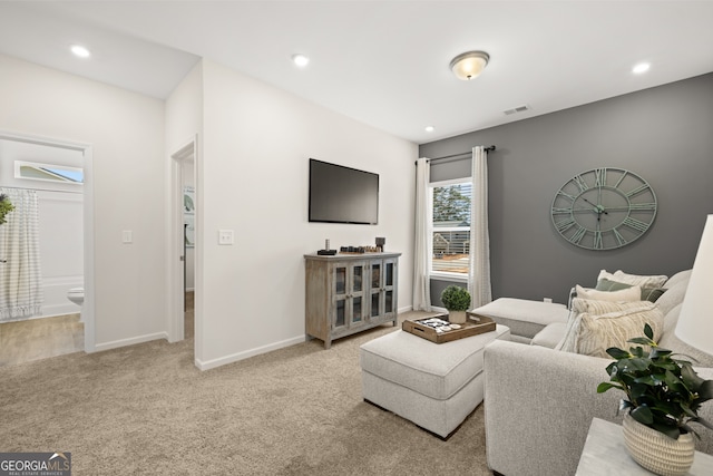237 Orion Dr, Dalton, GA 30720 - carpeted living room featuring baseboards and recessed lighting
