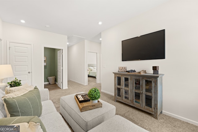 237 Orion Dr, Dalton, GA 30720 - living area with carpet, attic access, baseboards, and recessed lighting