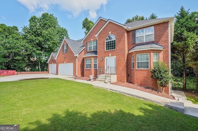 3524 Forest Downs Cv, Decatur, GA 30034 - view of front of home with brick siding, a front lawn, concrete driveway, and roof with shingles