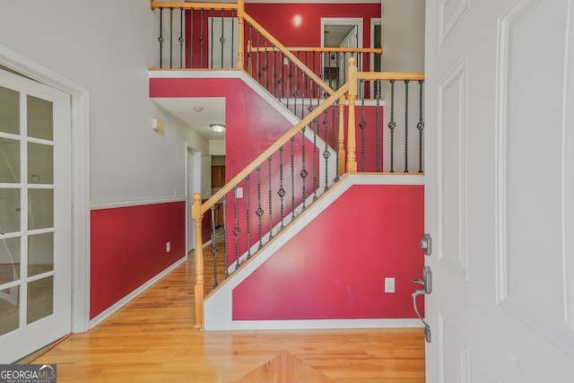 3524 Forest Downs Cv, Decatur, GA 30034 - stairs with wood finished floors, baseboards, and a towering ceiling