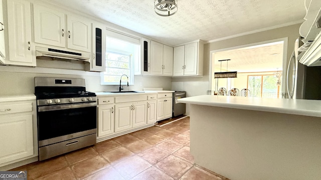 4850 New Liberty Rd, Clarkesville, GA 30523 - kitchen featuring gas range, under cabinet range hood, a sink, dishwashing machine, and light countertops