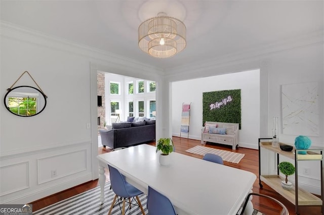 197 White Antelope St, Waleska, GA 30183 - dining space featuring wood finished floors and ornamental molding