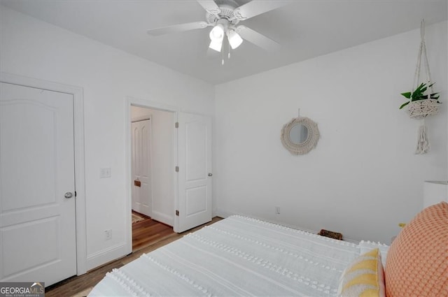 197 White Antelope St, Waleska, GA 30183 - bedroom with wood finished floors, baseboards, and ceiling fan